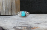 Unisex Native American Sterling Silver Turquoise Ring Size 8