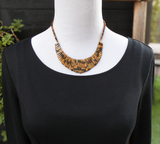 Tiger Eye Necklace, Tiger Eye Bead Bib Necklace, Cleopatra Fringe Necklace