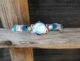 Zuni Sterling Silver Turquoise Multi Inlay Maiden Watch By Theresa Waseta