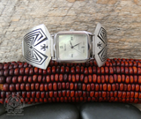 Native American Hopi Sterling Silver Man In The Maze Men's Watch By Puhuheivaya