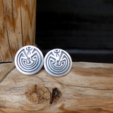 Vintage Native American Silver Man in the Maze Post Earrings