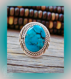 Native American Navajo Sterling Silver Kingman Turquoise Ring Size 6