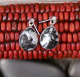 Native American Navajo Sterling Silver White Buffalo Dangle Earrings