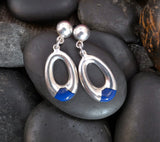 Lapis Earrings, Sterling Silver Lapis Post Dangle Earrings