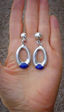 Lapis Earrings, Sterling Silver Lapis Post Dangle Earrings