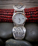 Native American Men's Hopi Sterling Silver Coyote Adjustable Watch Band