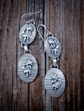 Native American Vintage Navajo Sterling Silver Kokopelli Dangle Earrings