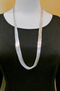 Native American 30 Strand Liquid Silver Layered Necklace 30 Inch