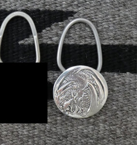Native American Navajo Sterling Silver Folk Art Jack Rabbit Concho Keychain