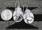 Native American Navajo Sterling Silver Big Feather Dangle Earrings