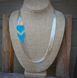 Liquid Silver 10 Strand Turquoise Heishi Bead Necklace 24 Inch