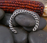 Native American Navajo Heavy Gauge Silver Rope Cuff Bracelet