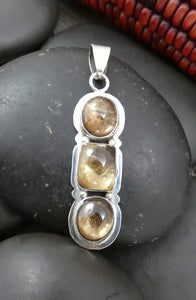 Native American Navajo Smoky Topaz 925 Sterling Silver Pendant