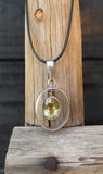 925 Sterling Silver Citrine Pendant, Oval Cushion Cut November Birthstone