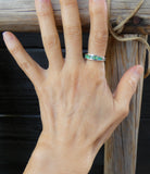 Unisex Native American Navajo Sterling Silver Sonoran Gold Turquoise Band Ring