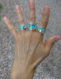 Unisex Native American Navajo Sterling Silver Sonoran Gold Turquoise Band Ring