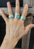 Unisex Native American Navajo Sterling Silver Sonoran Gold Turquoise Band Ring