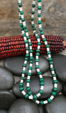 Santo Domingo Long Layered Malachite Clam Shell Bead 2 Strand Necklace