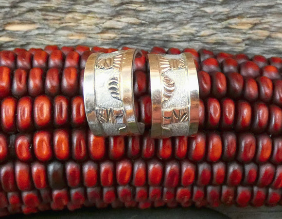 Native American Navajo 925 Sterling Silver Story 12KGF Hoop Earrings