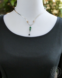 Native American Vintage Sterling Silver Malachite Inlay Onyx Collar Necklace