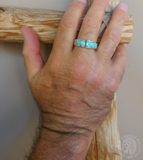 Men's Custom Made Native American Sonoran Gold Turquoise Band Rings, Multi Sizes