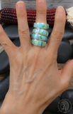 Men's Custom Made Native American Sonoran Gold Turquoise Band Rings, Multi Sizes