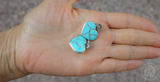 Native American Zuni Turquoise Channel Inlay Heart Clip On Earrings Vintage