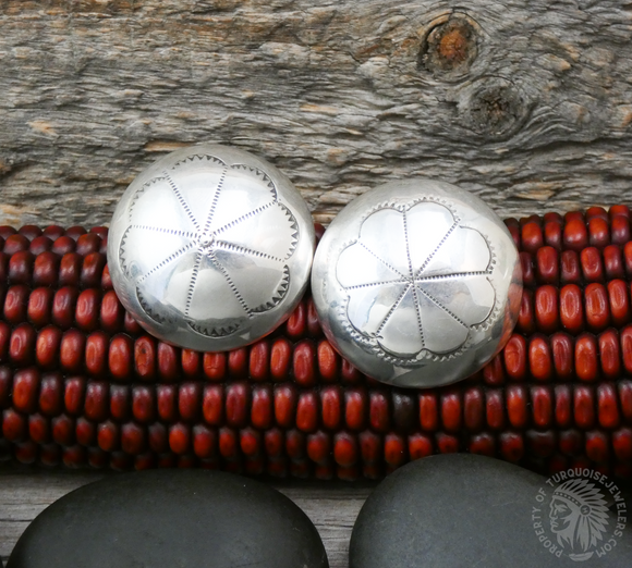 X Large Native American Navajo 925 Sterling Silver Concho Dome Round Earrings