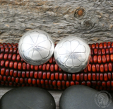 X Large Native American Navajo 925 Sterling Silver Concho Dome Round Earrings