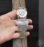 Native American Men's Navajo 925 Sterling Silver Howling Coyote Story Watch Band