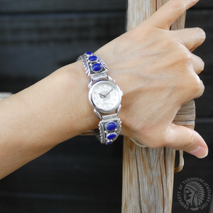 Women's Native American Navajo Silver Lapis Watch