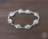 Native American Sterling Silver Turquoise Bear Paw Link Bracelet