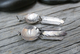 Native American Navajo Sterling Silver Hammered Concho Feather Dangle Earrings