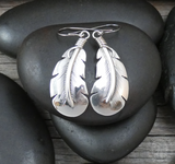 Large Native American Navajo Sterling Silver Feather Earrings