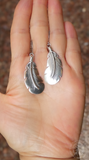 Large Native American Navajo Sterling Silver Feather Earrings