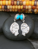 Native American Turquoise Sterling Silver Kokopelli Dangle Post Earrings