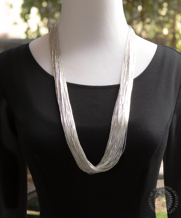 RARE! Liquid Silver 170 Strand Layered Necklace Native American 30 Inch