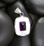 Large Amethyst Pendant, Large Navajo Silver 12KGF Rectangle Amethyst Pendant