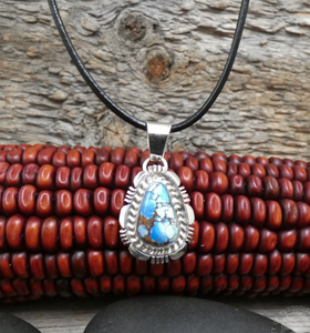 Native American Navajo Sterling Silver Golden Hill Turquoise Pendant