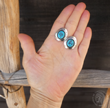 Native American Navajo Turquoise Shadow Box Post 925 Sterling Silver Earrings