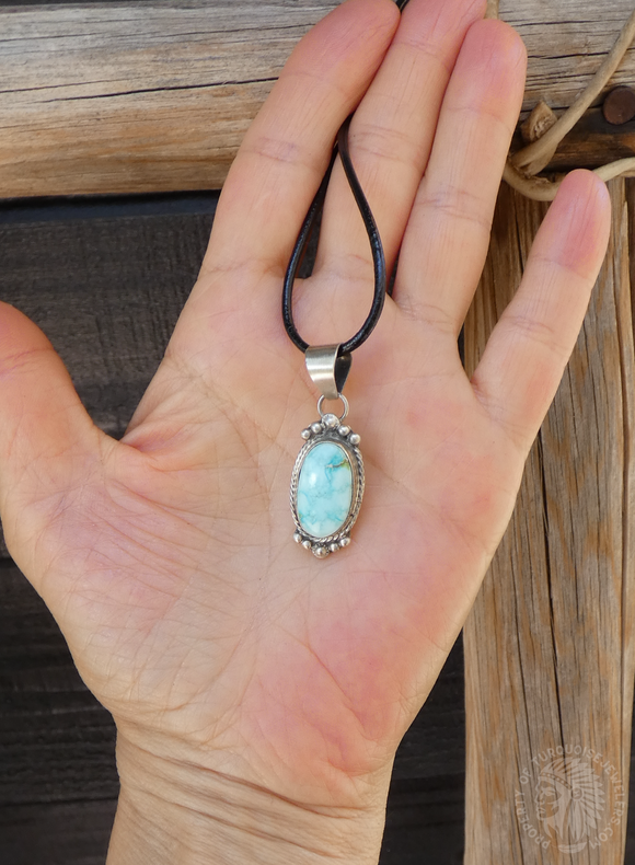 Native American Golden Hill Turquoise Pendant 925 Sterling Silver