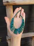 Malachite & 14K Gold Bead Bib Egyptian Cleopatra Style Fringe Necklace