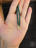 Malachite & 14K Gold Bead Bib Egyptian Cleopatra Style Fringe Necklace