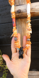 Native American Santo Domingo Spiny Oyster Beads Onyx Bear Fetish Necklace 34"