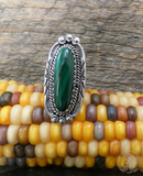 Native American Navajo Sterling Silver Malachite Ring Size 7