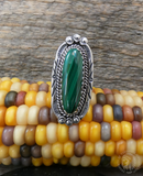 Native American Navajo Sterling Silver Malachite Ring Size 7