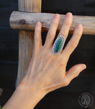 Native American Navajo Sterling Silver Malachite Ring Size 7