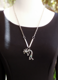 Large Native American Navajo Turquoise Silver Kokopelli Pendant Necklace