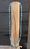 Native American Navajo Vintage Silver & Turquoise Nugget Beads Necklace 22 inch