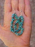 Native American Navajo Vintage Silver Turquoise Nugget Bead Dangle Earrings